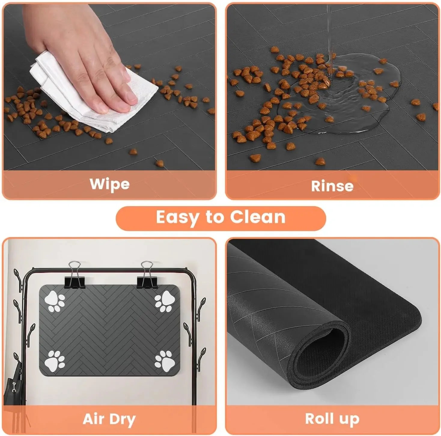 Quick Dry Silicone Feeding Mat with Rubber Backing for Cats and Dogs
