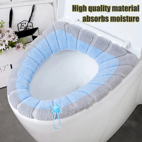 1 Pack Stitched Color Portable Knitted Toilet Mat – Thickened, Washable & Antifreeze Toilet Cover