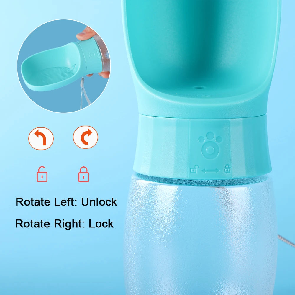 Holapet 300ml/500ml Portable Dog Water Bottle – Leak-Proof Travel Dispenser with Built-In Bowl for Small & Medium Dogs, Cats, Outdoor Hiking & Walking (Turquoise, White, Yellow