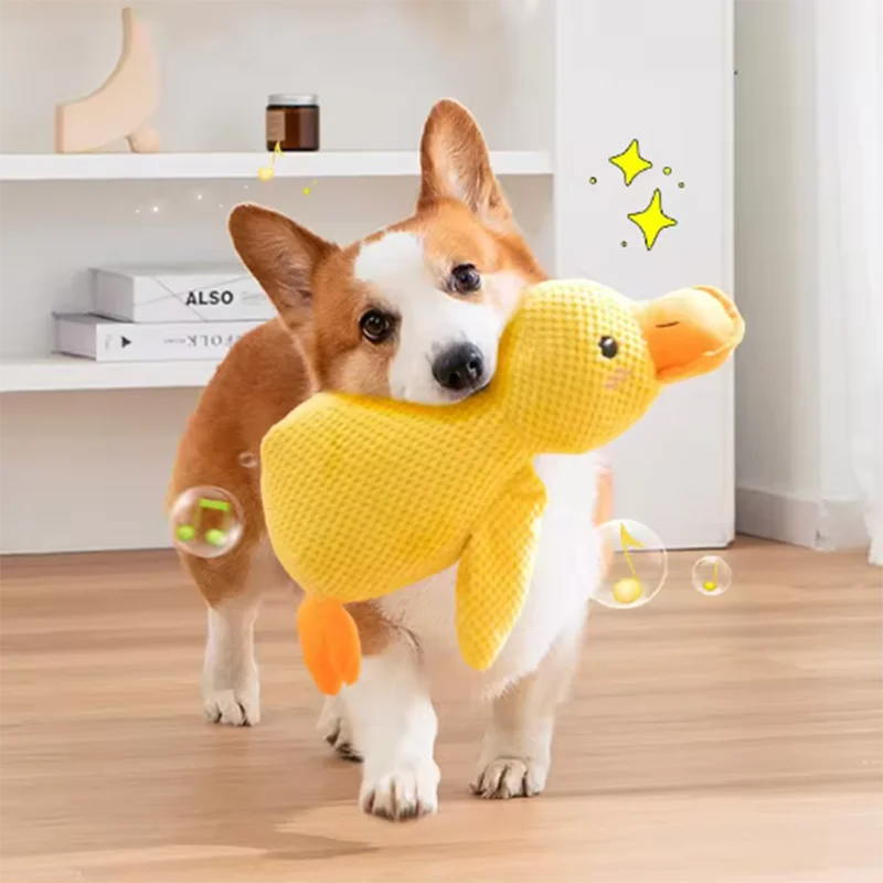 Hug Duck Dog Toy – Anxiety Relief & Boredom Buster for Small Dogs (Soft Fleece Squeaky Toy for Cuddling & Interactive Play)