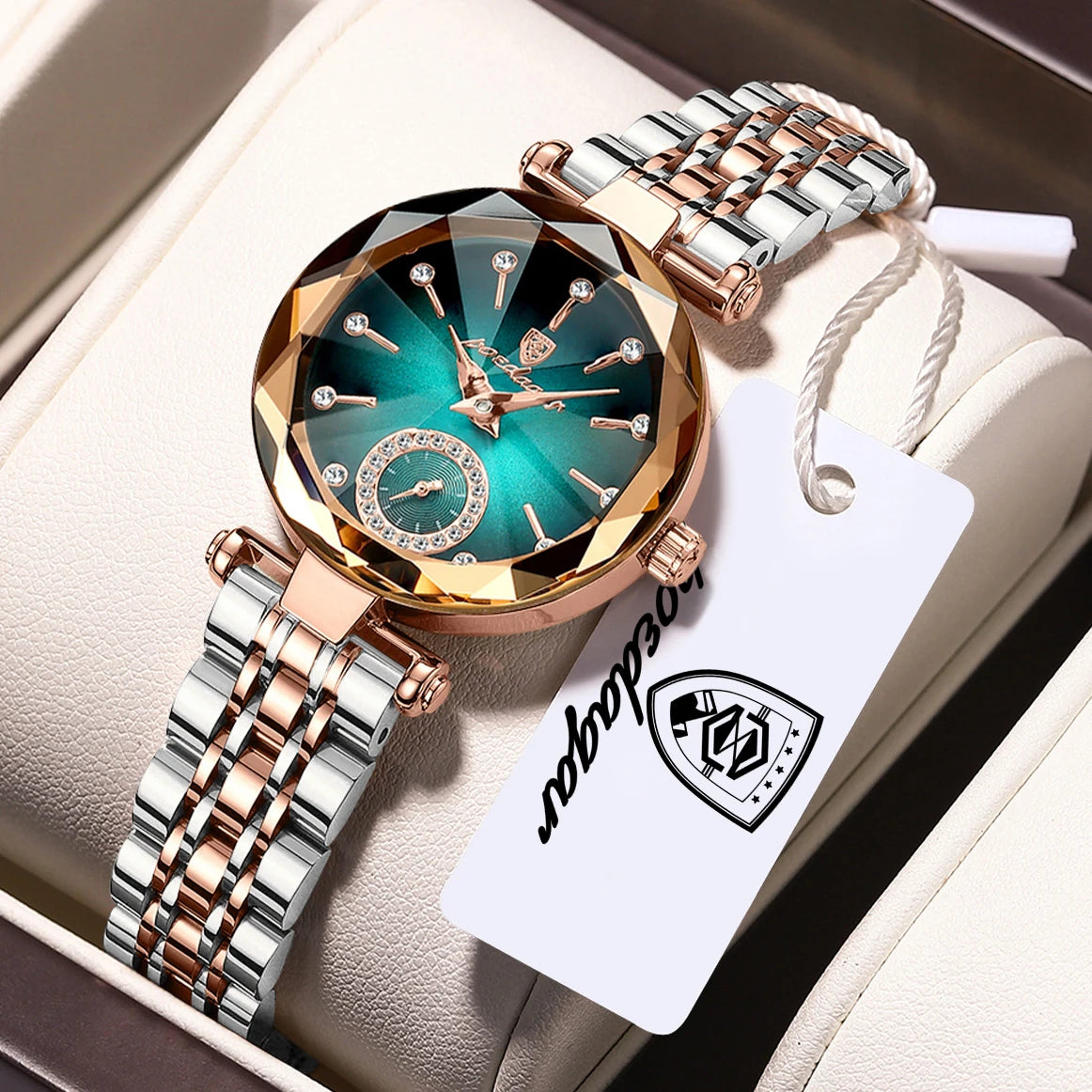POEDAGAR Damen Uhr – Elegante Luxus Armbanduhr mit Lederarmband