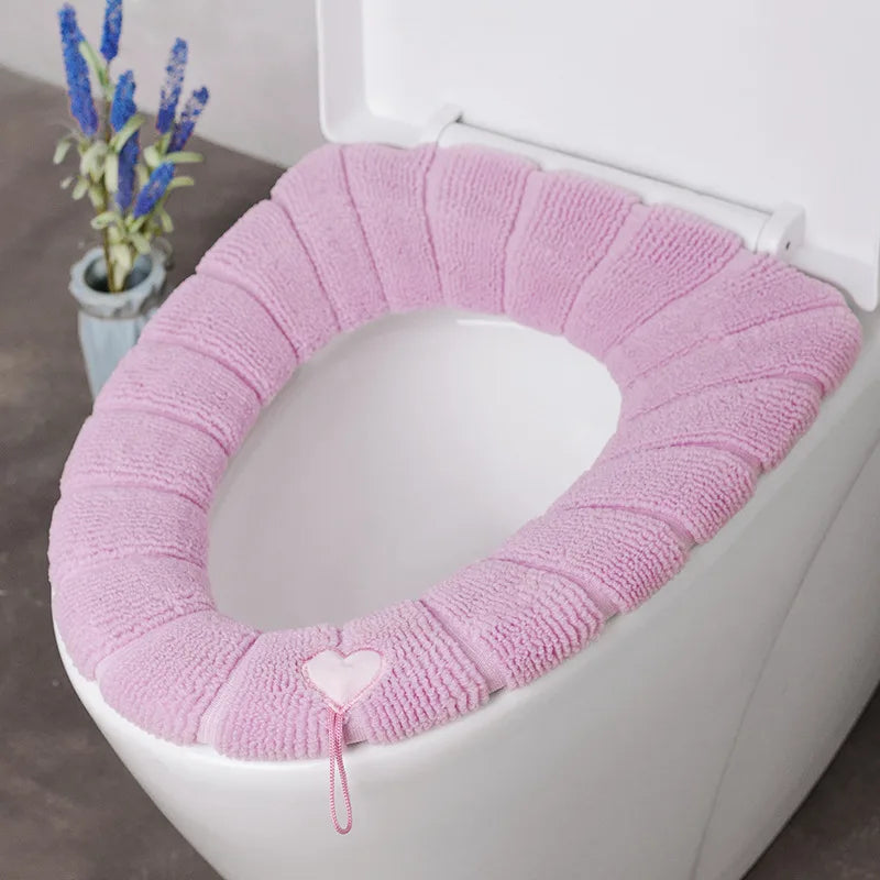1 Pack Stitched Color Portable Knitted Toilet Mat – Thickened, Washable & Antifreeze Toilet Cover