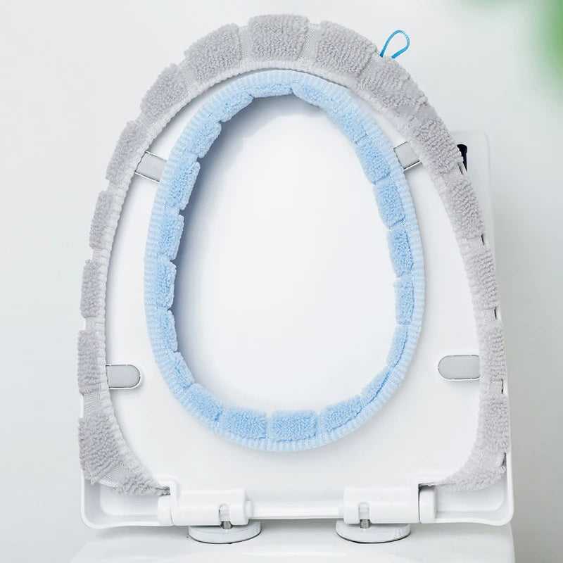 1 Pack Stitched Color Portable Knitted Toilet Mat – Thickened, Washable & Antifreeze Toilet Cover