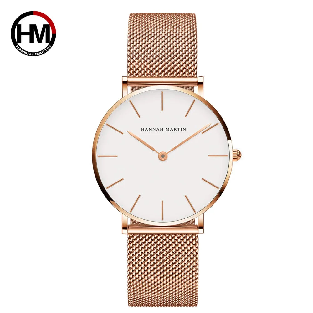 Hannah Martin Damen Uhr – Elegante Armbanduhr mit Edelstahl Mesh-Armband