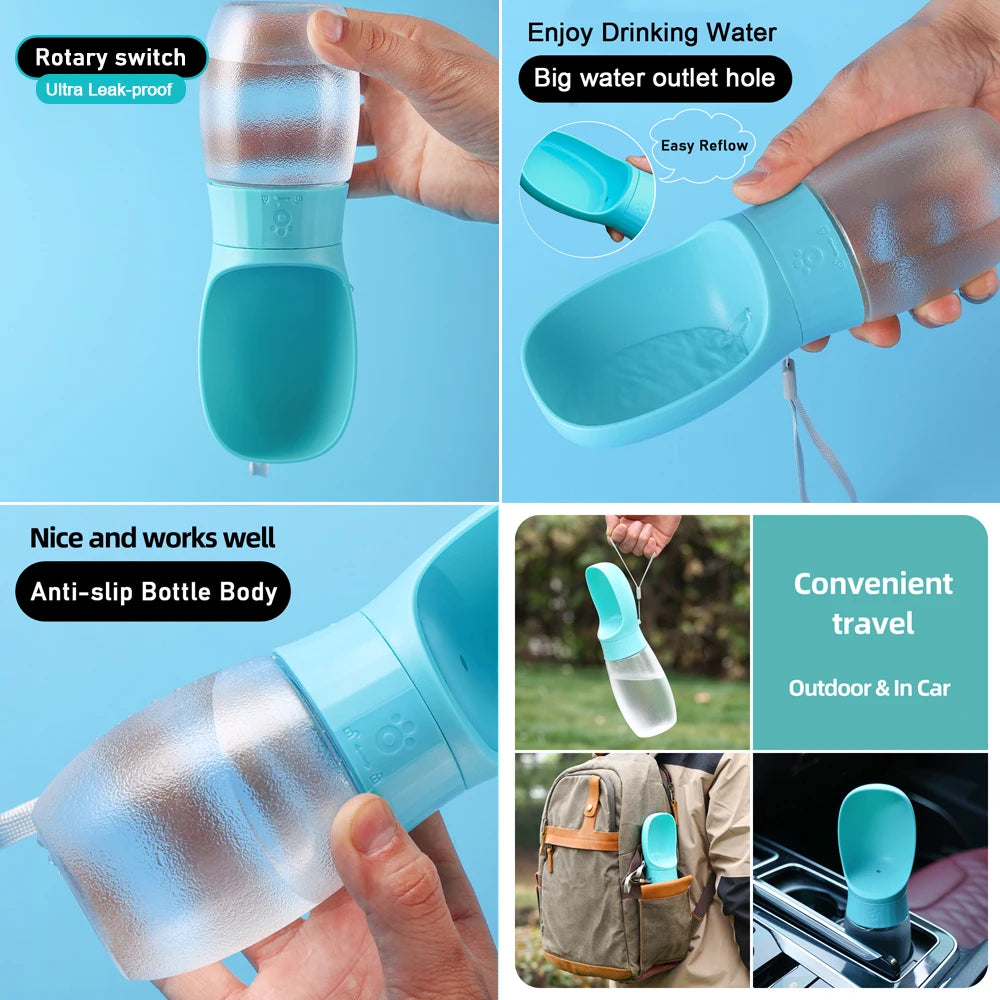Holapet 300ml/500ml Portable Dog Water Bottle – Leak-Proof Travel Dispenser with Built-In Bowl for Small & Medium Dogs, Cats, Outdoor Hiking & Walking (Turquoise, White, Yellow