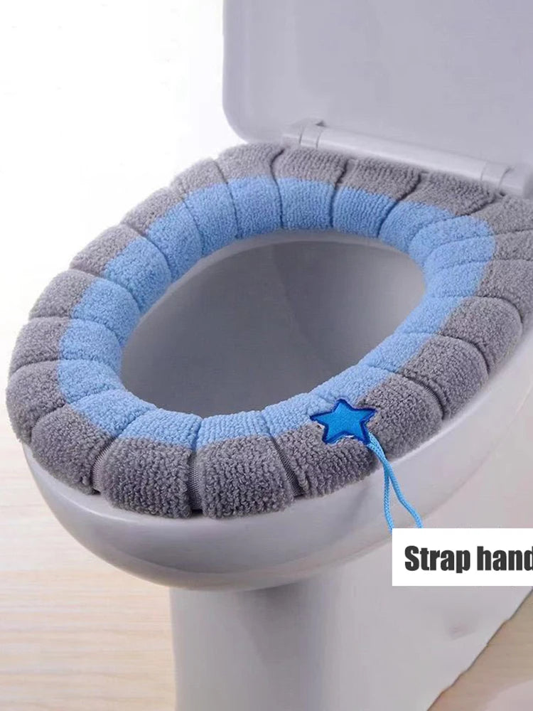 1 Pack Stitched Color Portable Knitted Toilet Mat – Thickened, Washable & Antifreeze Toilet Cover