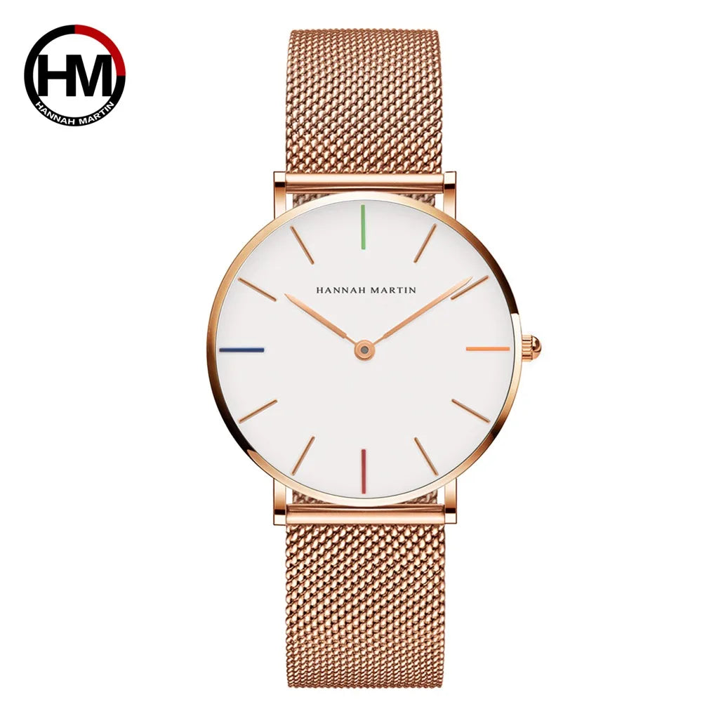 Hannah Martin Damen Uhr – Elegante Armbanduhr mit Edelstahl Mesh-Armband