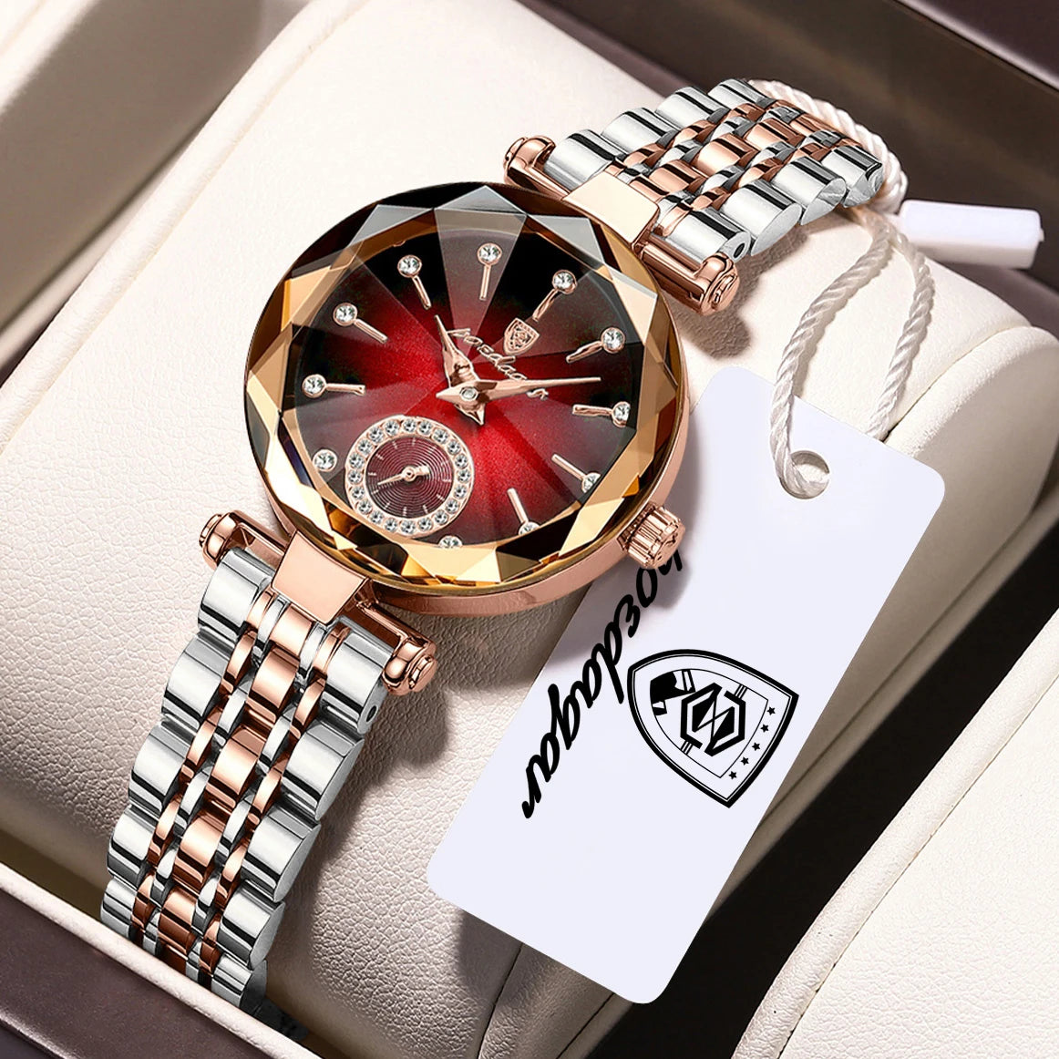 POEDAGAR Damen Uhr – Elegante Luxus Armbanduhr mit Lederarmband