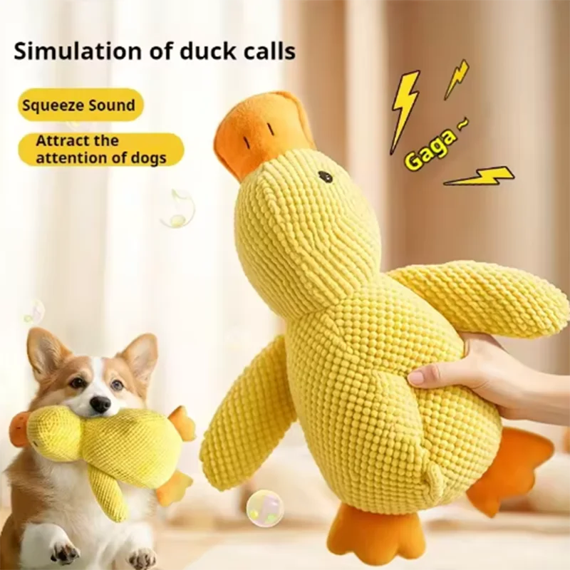 Hug Duck Dog Toy – Anxiety Relief & Boredom Buster for Small Dogs (Soft Fleece Squeaky Toy for Cuddling & Interactive Play)