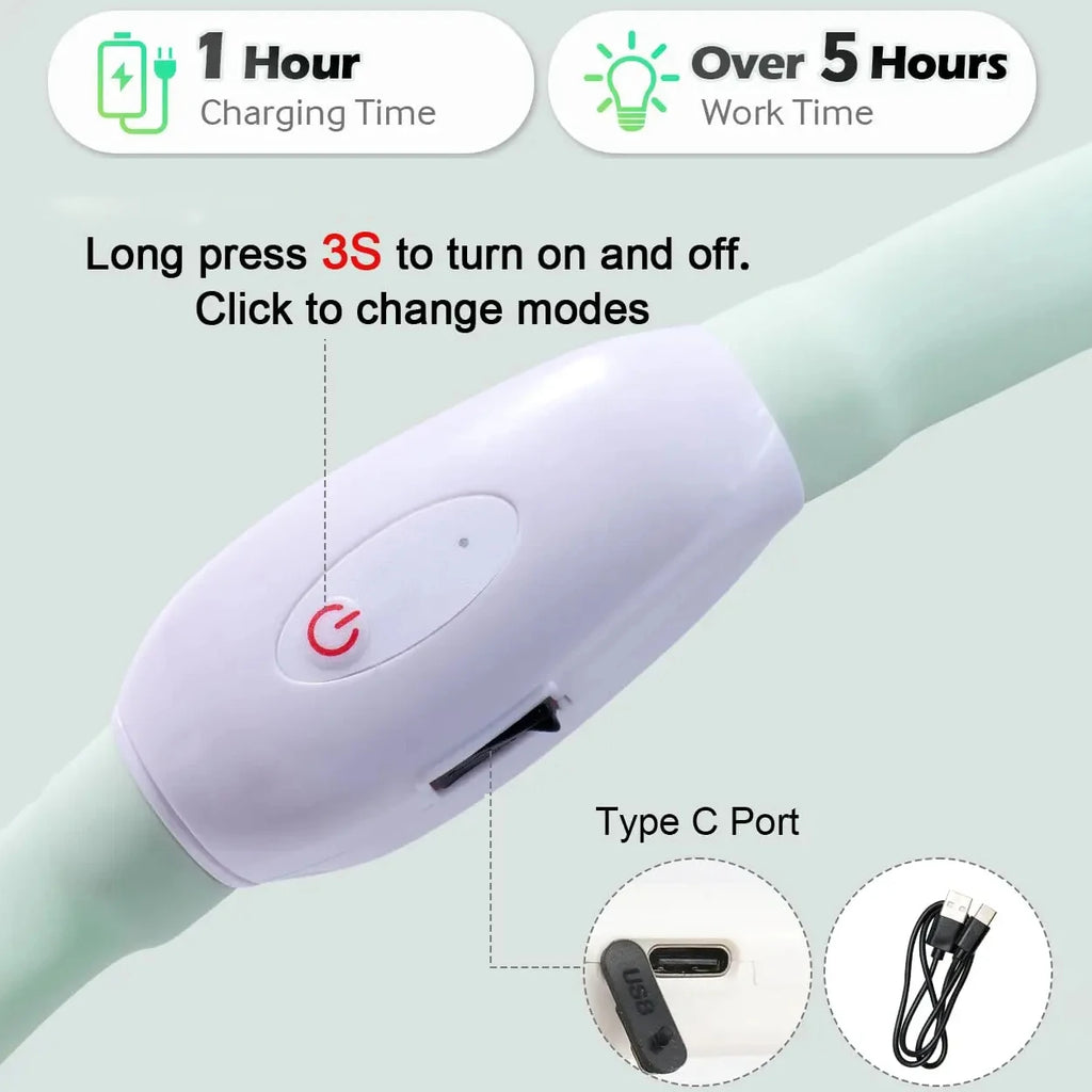 Glowing Dog Collar – USB Rechargeable, Silicone, 9 Light Modes for Small & Large Dogs
