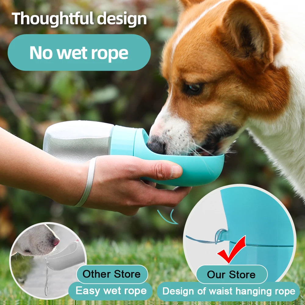 Holapet 300ml/500ml Portable Dog Water Bottle – Leak-Proof Travel Dispenser with Built-In Bowl for Small & Medium Dogs, Cats, Outdoor Hiking & Walking (Turquoise, White, Yellow