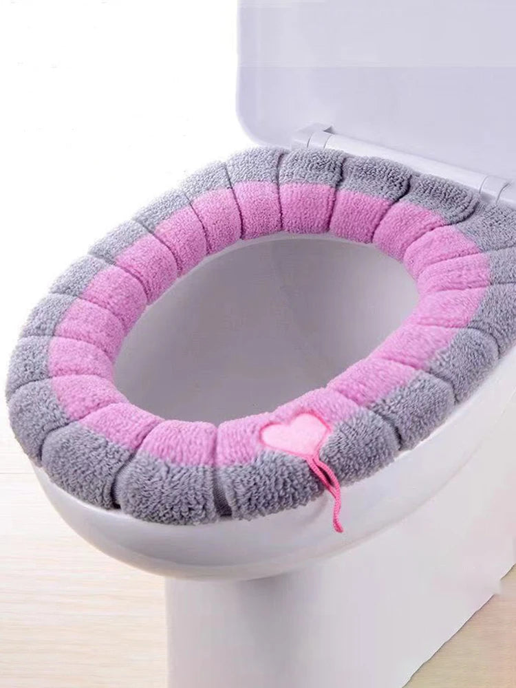 1 Pack Stitched Color Portable Knitted Toilet Mat – Thickened, Washable & Antifreeze Toilet Cover