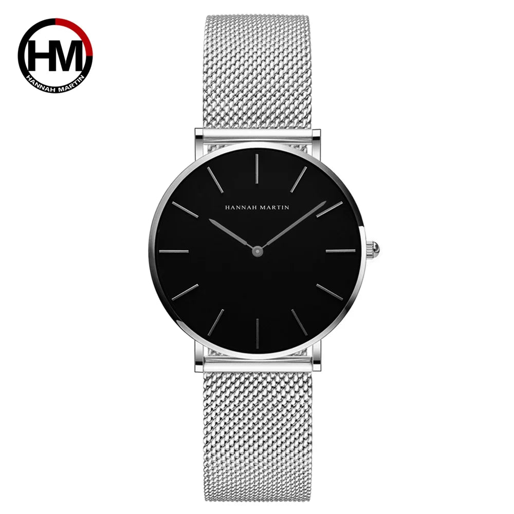 Hannah Martin Damen Uhr – Elegante Armbanduhr mit Edelstahl Mesh-Armband