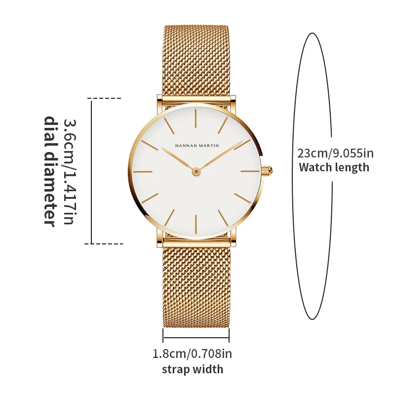 Hannah Martin Damen Uhr – Elegante Armbanduhr mit Edelstahl Mesh-Armband