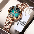 POEDAGAR Damen Uhr – Elegante Luxus Armbanduhr mit Lederarmband