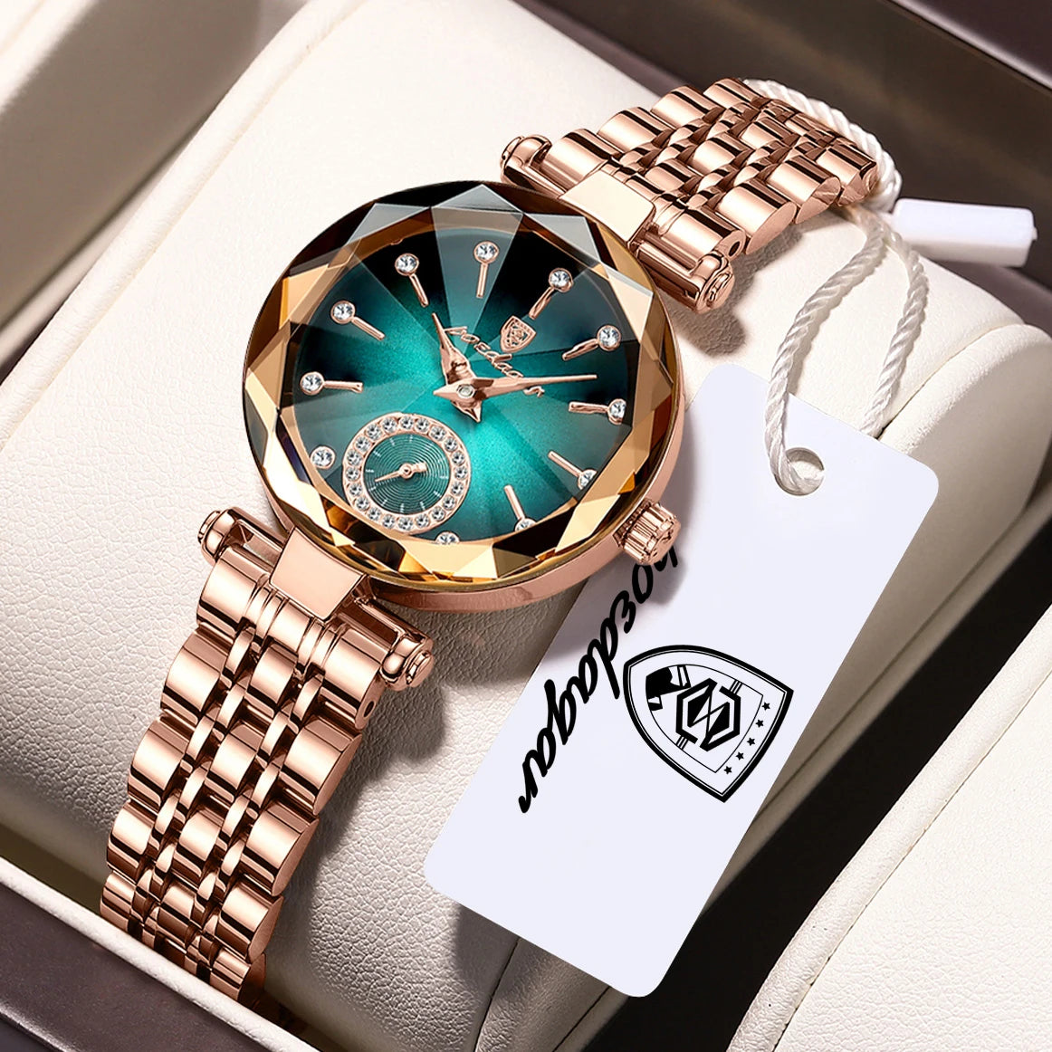 POEDAGAR Damen Uhr – Elegante Luxus Armbanduhr mit Lederarmband