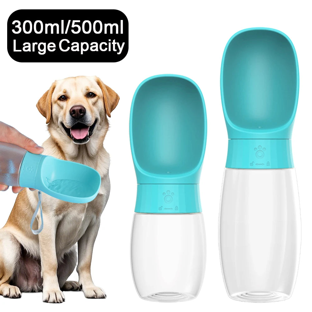 Holapet 300ml/500ml Portable Dog Water Bottle – Leak-Proof Travel Dispenser with Built-In Bowl for Small & Medium Dogs, Cats, Outdoor Hiking & Walking (Turquoise, White, Yellow
