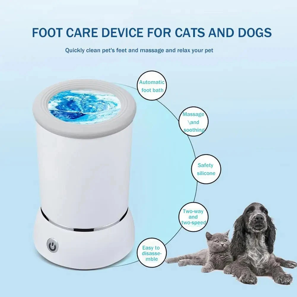 🐾 Electric Dog Paw Washer – Automatic Pet Foot Cleaner Cup for Small, Medium & Large Dogs (USB Charging, Low Noise, Portable – with Soft Silicone Brushes)