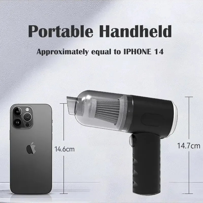 Handheld Car Vacuum Cleaner 60W – Portable Pet Hair Remover for Car, Sofa & Keyboard – Lightweight Dry Vac with Brush & Long Nozzle