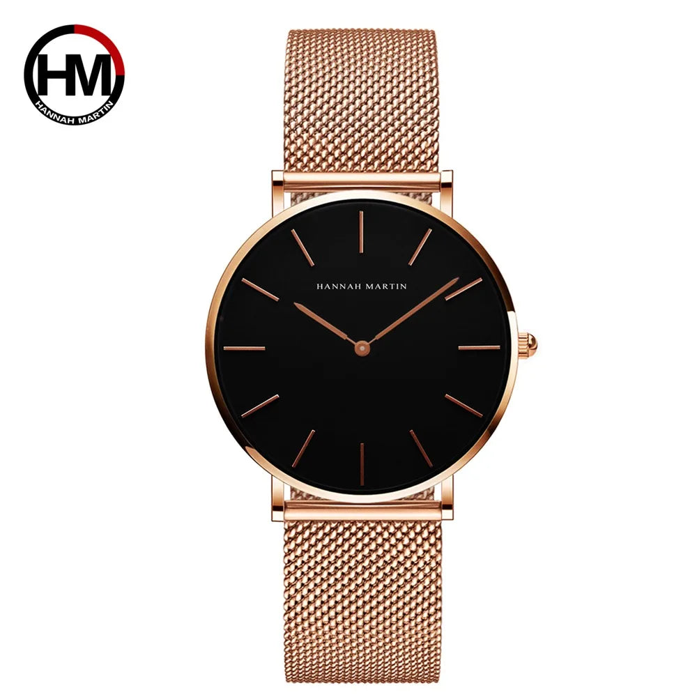 Hannah Martin Damen Uhr – Elegante Armbanduhr mit Edelstahl Mesh-Armband