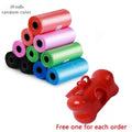 Portable Pet Poop Bag Dispenser Set – Solid Color Printed Dog Waste Bags, Bone-Shaped, 15 Bags Per Roll, Leak-Proof & Easy to Carry for Walking, Travel (Includes Dispenser Shell