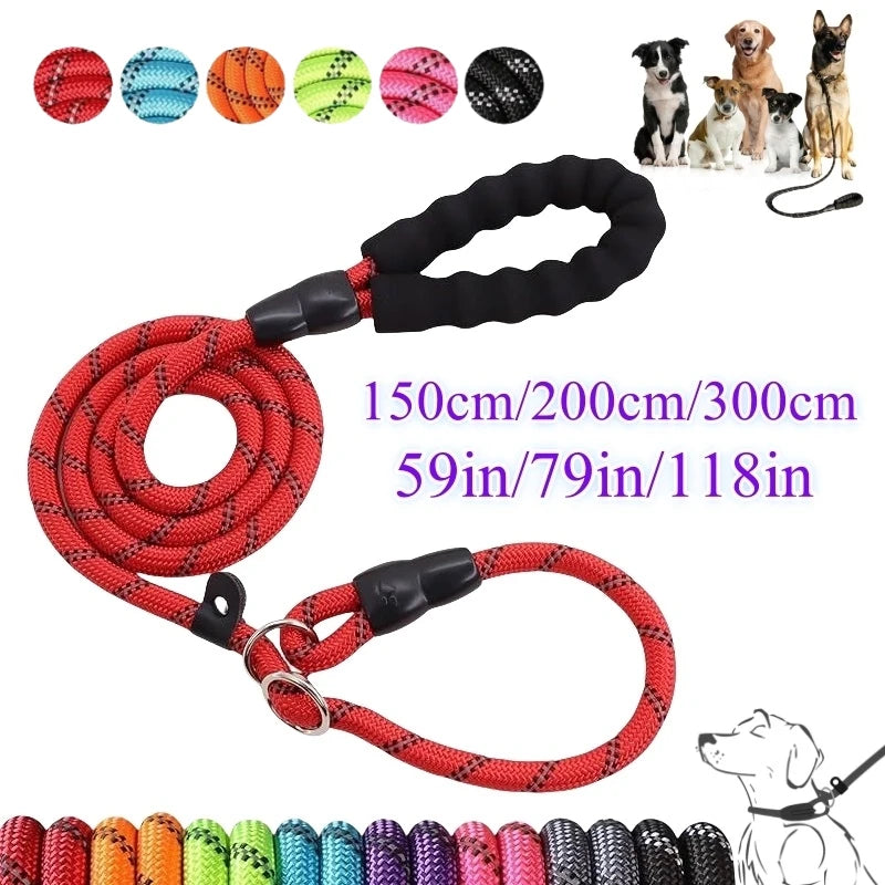 Strong Dog Leash 150-300cm – Anti-Burst Heavy Duty Lead with Reflective, Padded Handle & Quick Release for Medium/Large Dogs