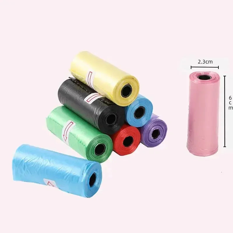 Portable Pet Poop Bag Dispenser Set – Solid Color Printed Dog Waste Bags, Bone-Shaped, 15 Bags Per Roll, Leak-Proof & Easy to Carry for Walking, Travel (Includes Dispenser Shell