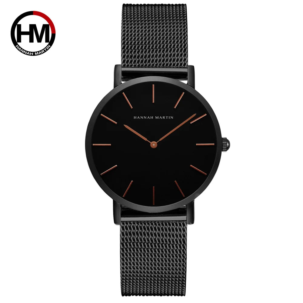 Hannah Martin Damen Uhr – Elegante Armbanduhr mit Edelstahl Mesh-Armband