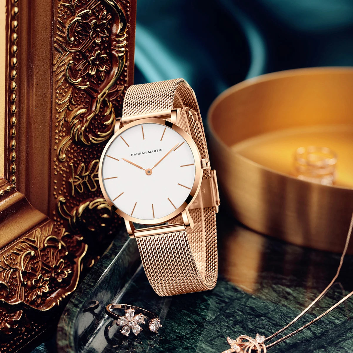 Hannah Martin Damen Uhr – Elegante Armbanduhr mit Edelstahl Mesh-Armband